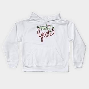 Merry Yule With Holly and Berries Kids Hoodie